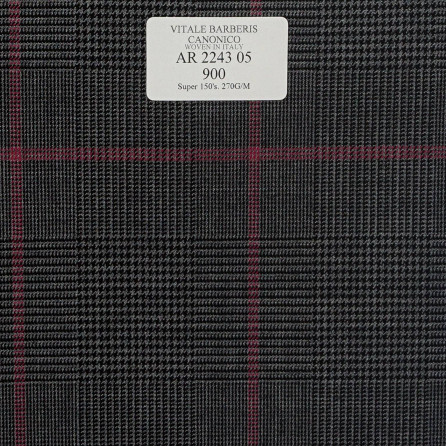 AR 2243 05 CANONICO - 100% Wool - Đen Caro Đỏ